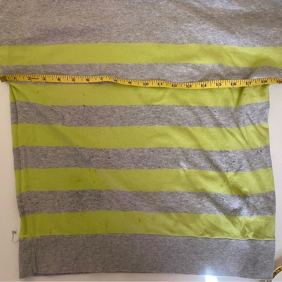 American Eagle Striped Wide Neck Gray Lime Green Sweater L - Picture 7 of 9